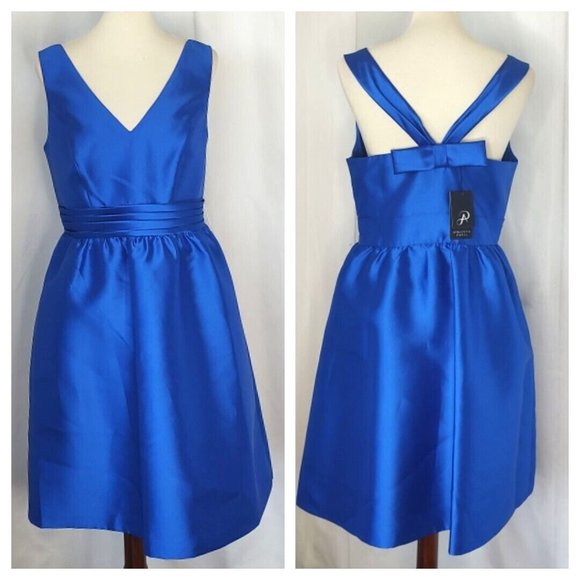 Adrianna Papell Dresses & Skirts - Adrianna Papell Dress sz 10 Cocktail  Party Blue Knee Length Bow Fit & Flare NEW